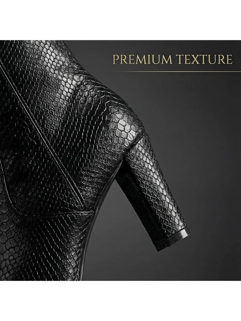 Women's Black Thick Pointed Toe Chunky Heel Side Zipper Over The Knee High Boots